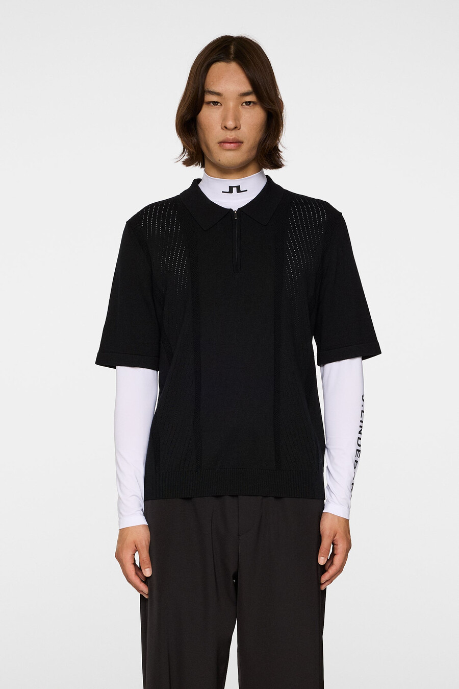 remy structure zip stickad polo