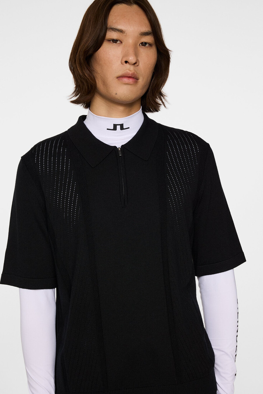 remy structure zip stickad polo