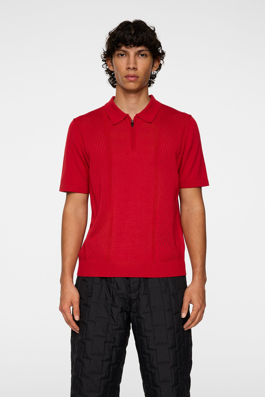 remy structure zip stickad polo