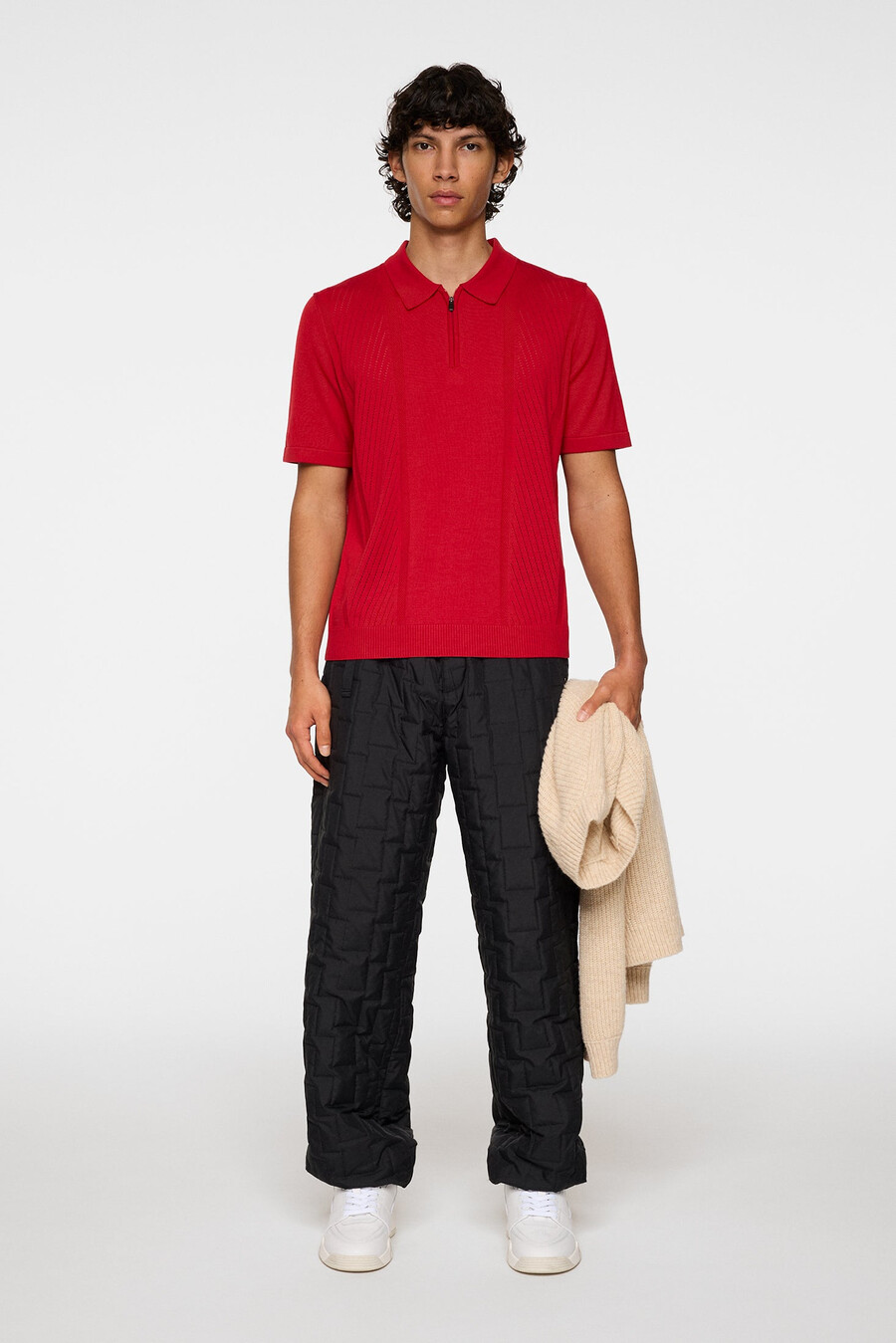 remy structure zip stickad polo