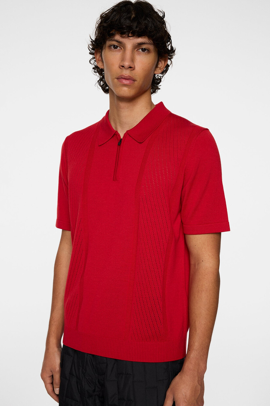 remy structure zip stickad polo