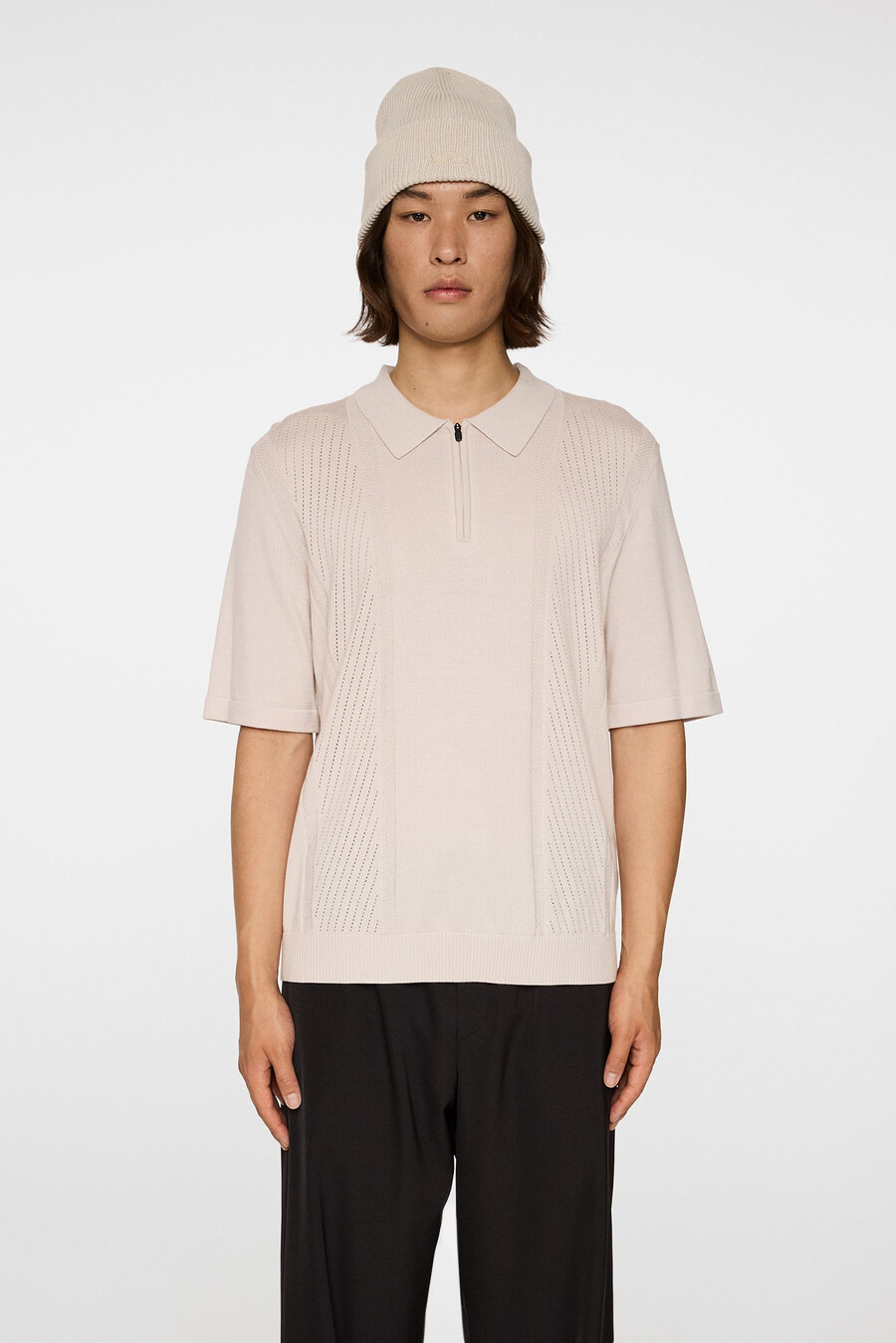 remy structure zip stickad polo