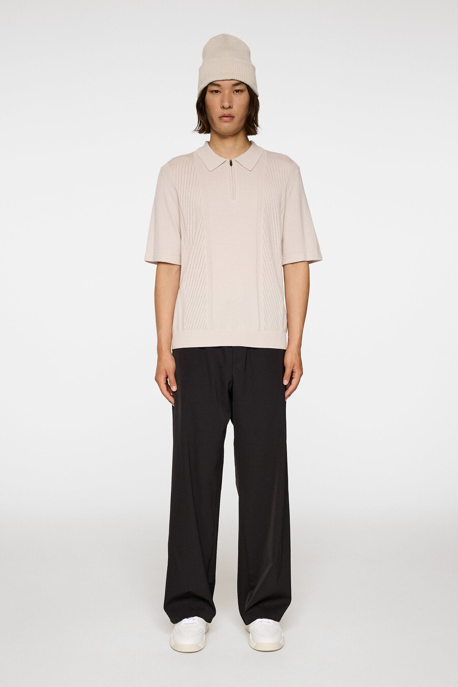 remy structure zip stickad polo