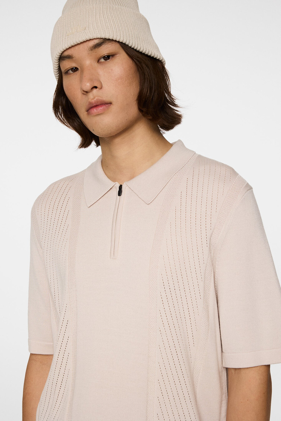 remy structure zip stickad polo