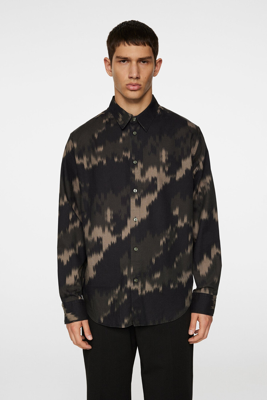 reg ls tencel-mönstrad skjorta